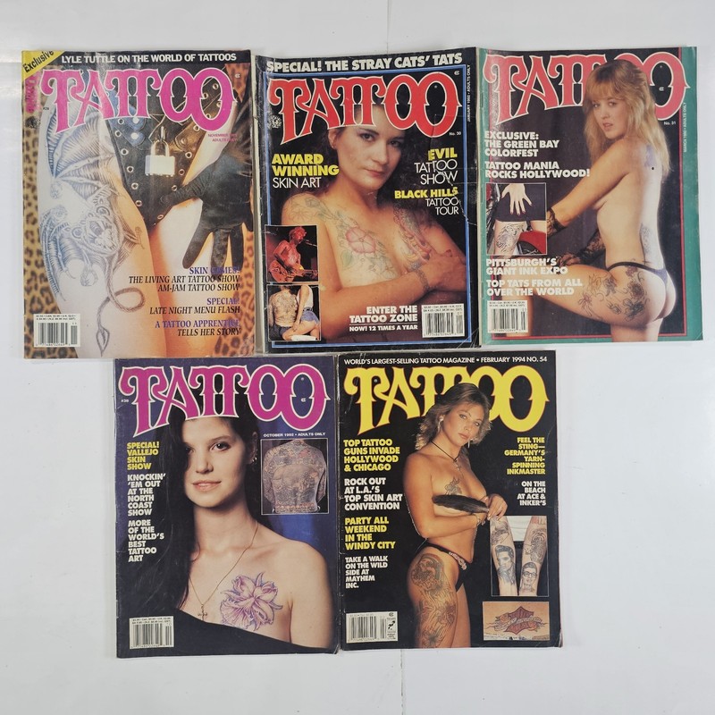 Vintage 1990s Lot Of 5 Tattoo Magazines Issue #28, 30, 31, 38, & 54