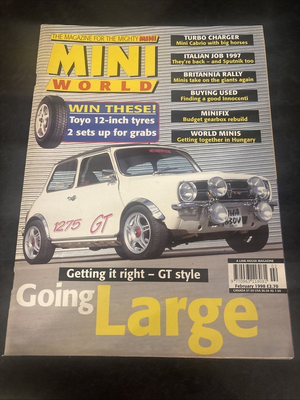 Mini World Magazine February 1998 – Turbo Charger, Italian Job 1997, World Minis