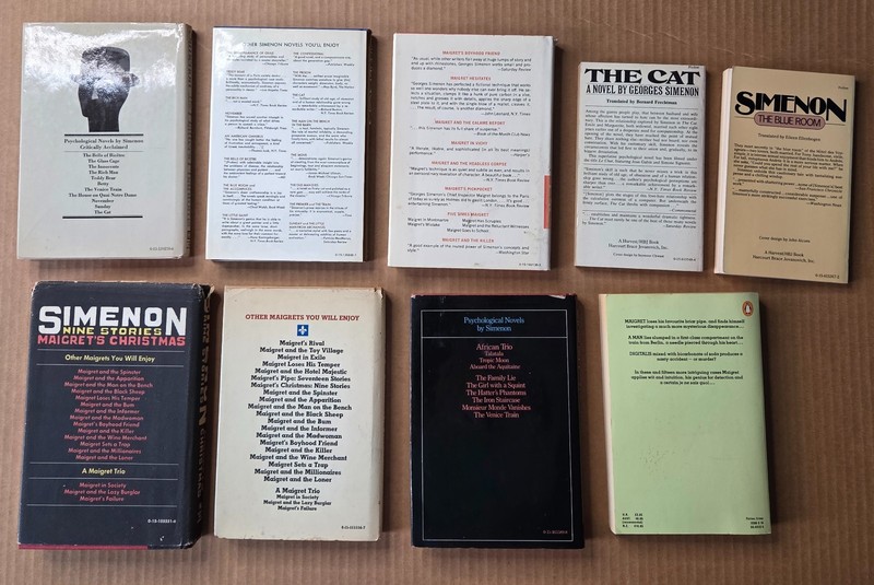 Lot of 9 vintage Georges Simenon 1st US w/djs English 1970s Maigret crime novels gallery