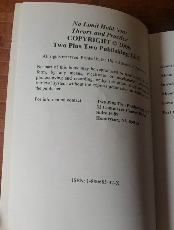 No Limit Hold 'Em : Theory And Practice 1st Edition 1st Printing Signed PB gallery