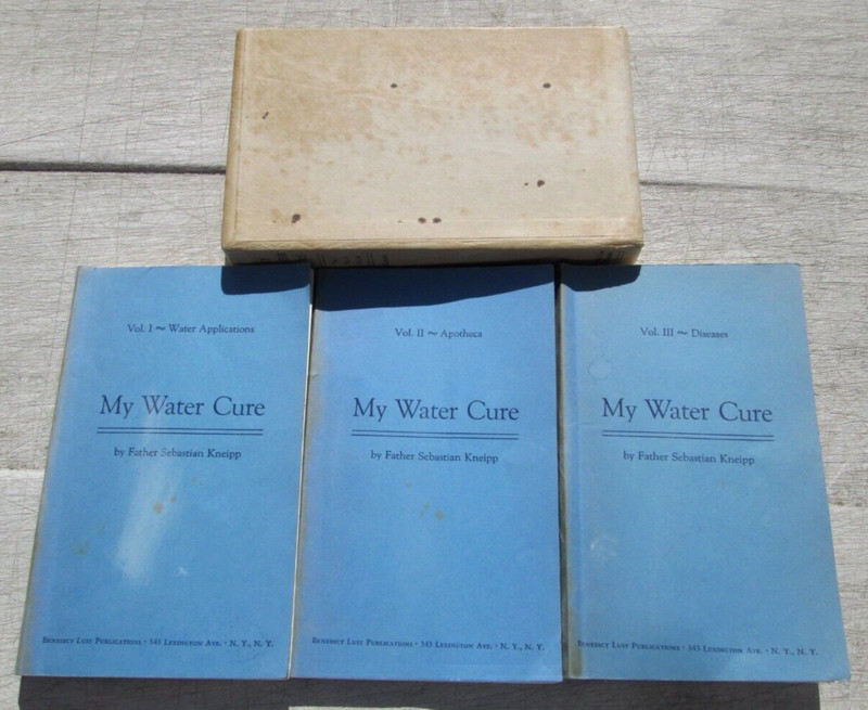 1949 My Water Cure Volumes I,II,III by Father Sebastian Kneipp Cardboard Sleeve