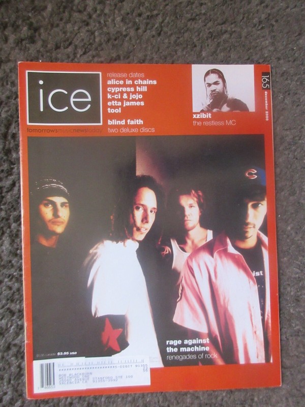 ICE MUSIC MAGAZINE #165 DEC.2000 RAGE AGAINST THE MACHINE COVER+BLIND FAITH EX.