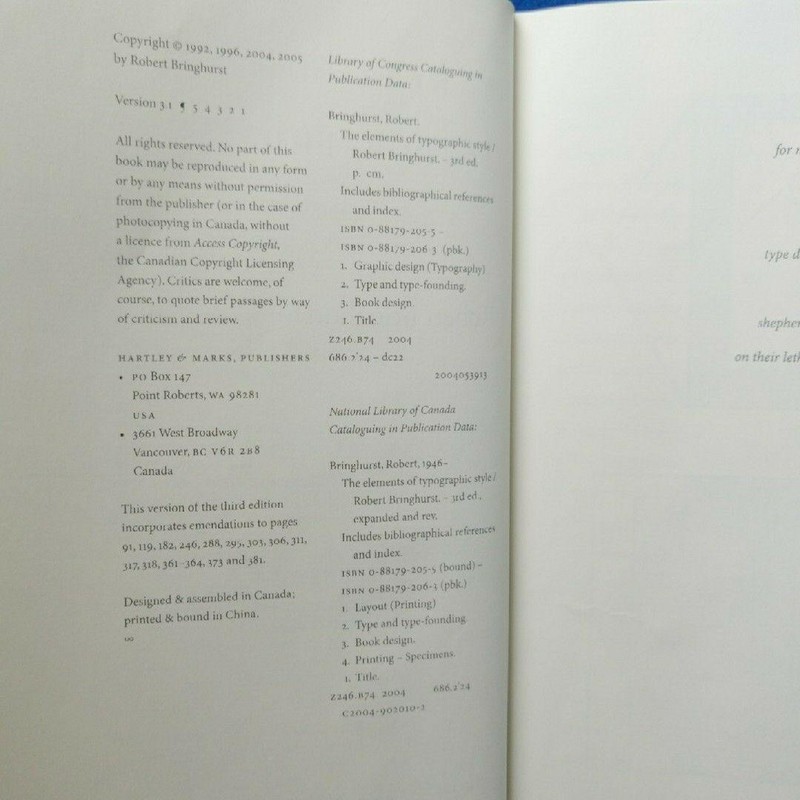 The Elements Of Typographic Style Robert Bringhurst 2004 Hardcover DJ Rev Ed gallery