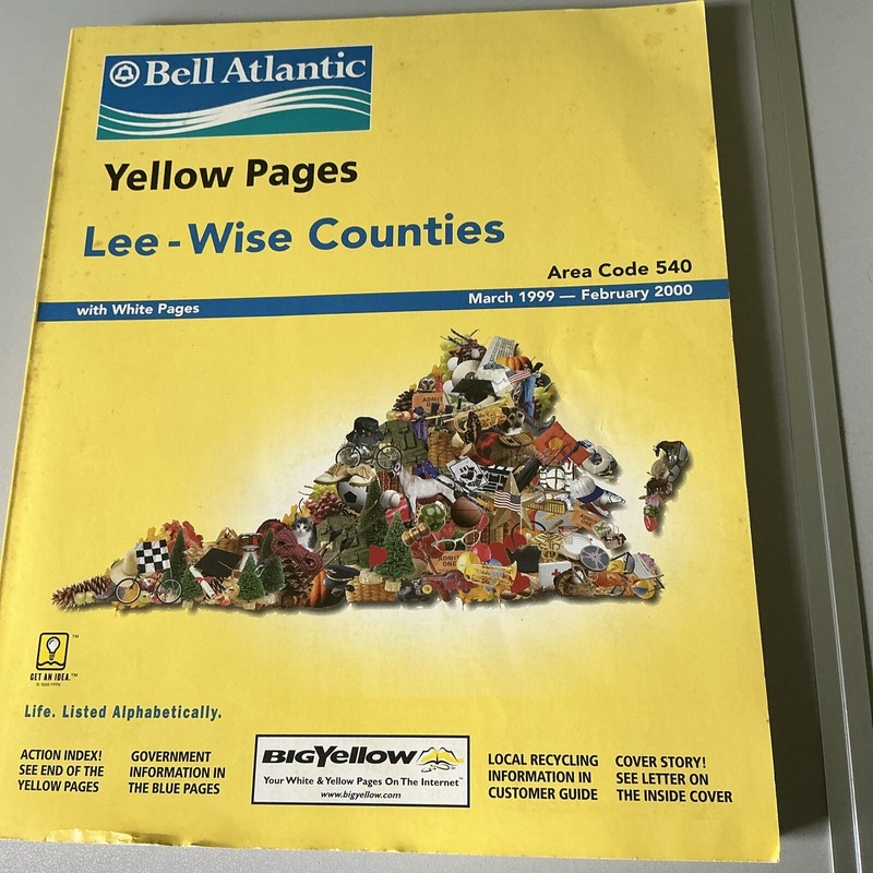 1999-2000 Bell Atlantic 540 Lee-Wise County White/Yellow Pages Phone Book