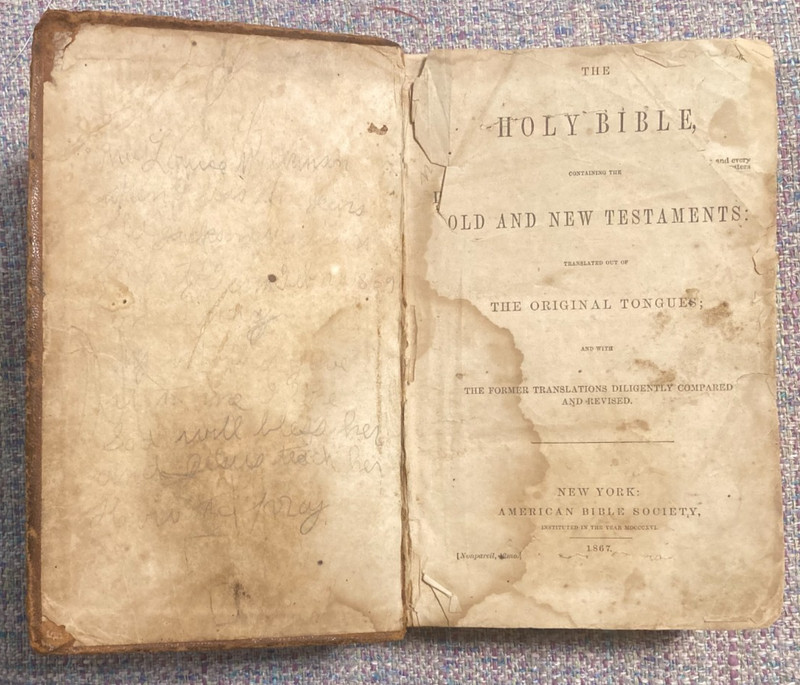 1867 antique leather Bible w/ JR Wilkinson family entries 1843-1899 births death gallery