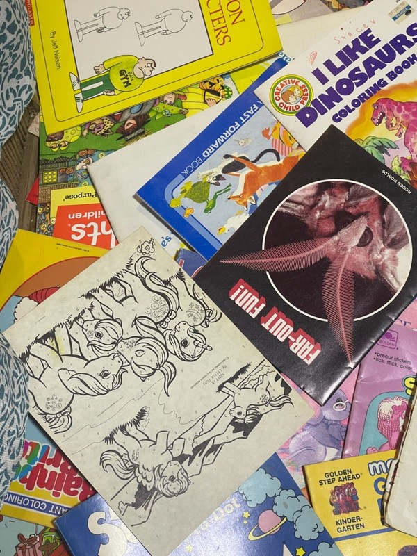 2lbs of Vintage Childrens Workbooks & Coloring Books Lot Highlights 1990's & 80' gallery