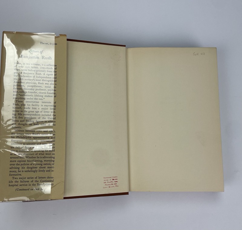 Letters of Benjamin Rush: Volume II: 1793-1813 (1st Ed) - L.H. Butterfield 1951 gallery