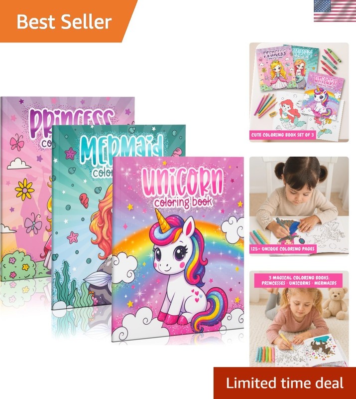 Magical 3-In-1 Coloring Book Set for Little Girls: 4-8 Joyful Creations