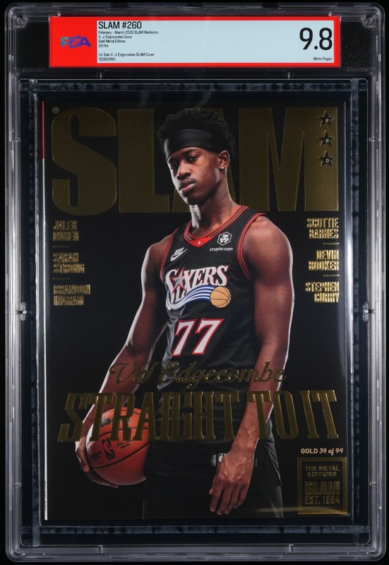 Gold Metal SLAM Magazine #260 V. J. Edgecombe Cover /94 PSA 9.8 76ers Rookie