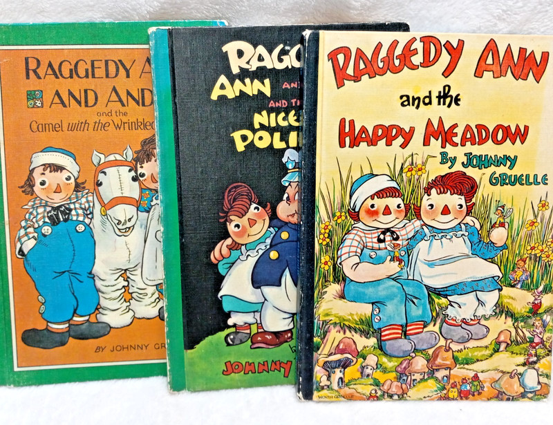 Lot of 3 1960s Vintage Raggedy Ann & Andy Books by Johnny Gruelle – Hardcover