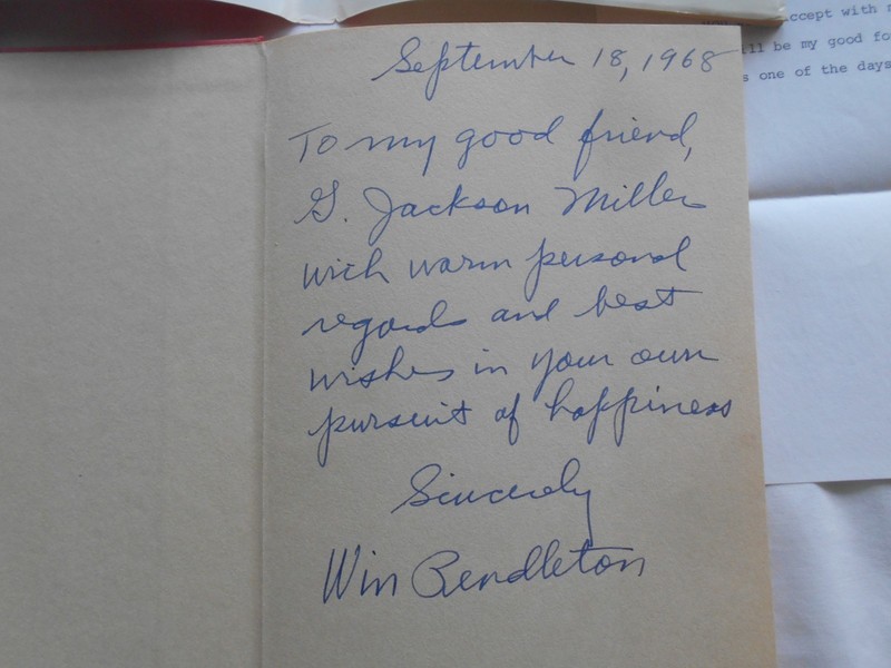 PURSUIT OF HAPPINESS-WINSTON K. PENDLETON-BOOK SIGNED BY AUTHOR & LETTER-1968 gallery