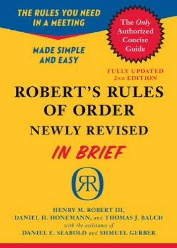 Robert’s Rules of Order Newly Revised In Brief, 2nd edition (Robert – ACCEPTABLE
