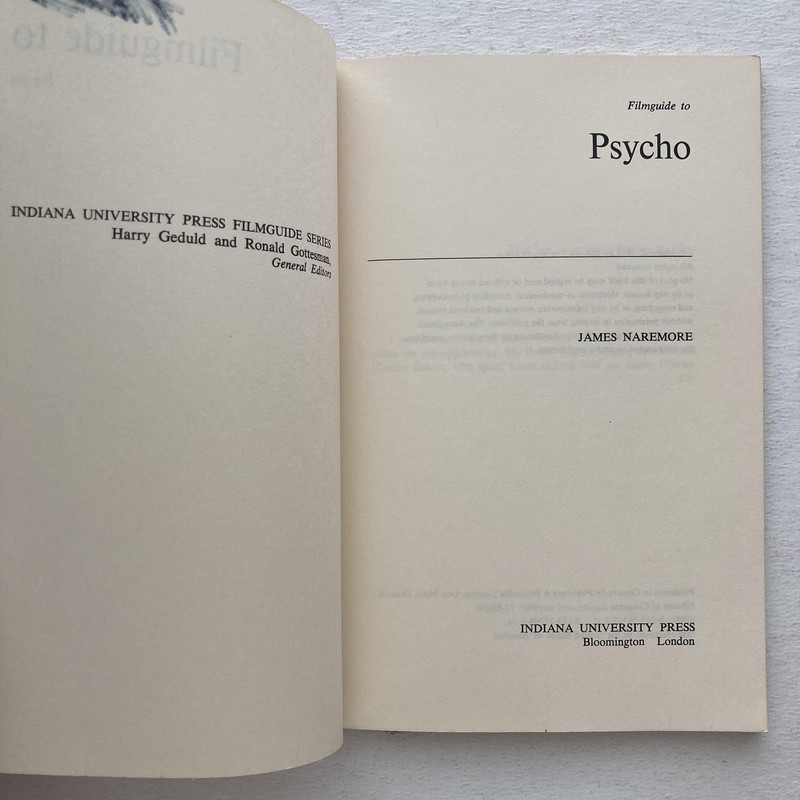 Vintage 1973 Filmguide To Psycho James Naremore Indiana Univ Press PB USA gallery
