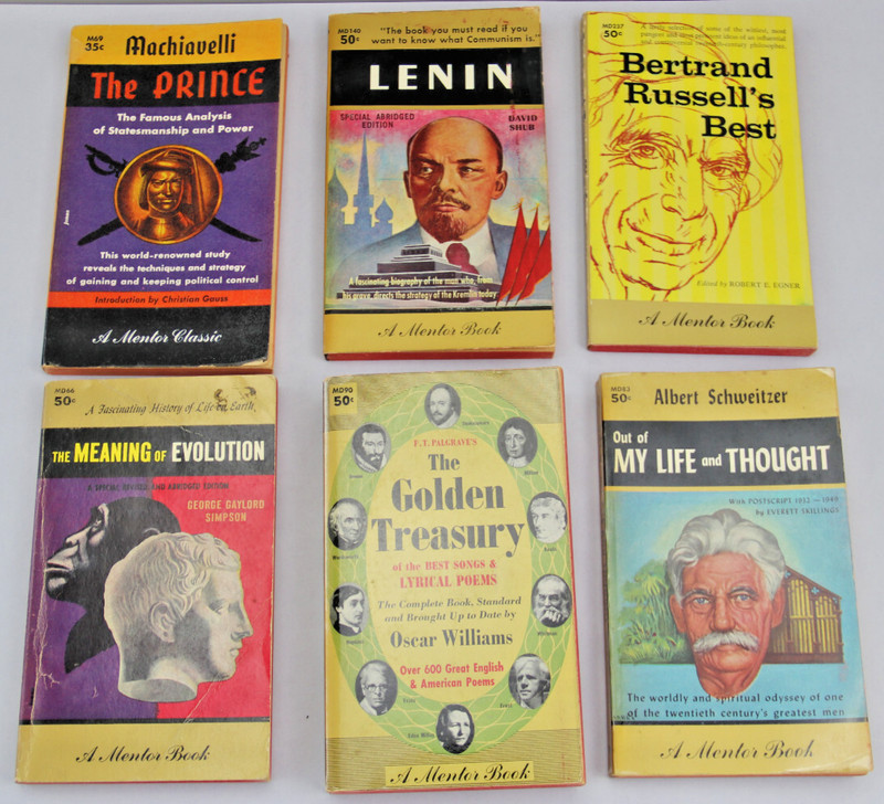 Mentor Books Lot of six Lenin Russell Machiavelli Schweitzer Poetry VG PB