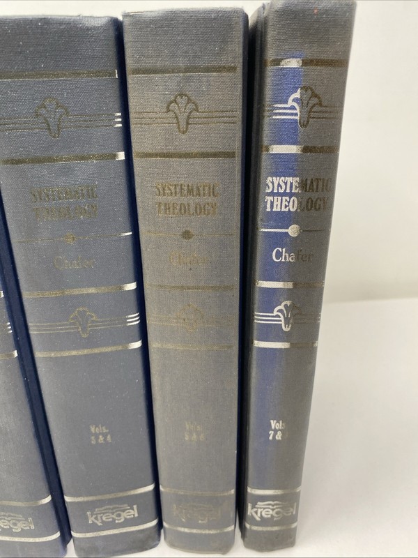 Systematic Theology Chafer 8 Volumes in 4 HC 1993 Kregel – Smoke/Fire Stained gallery