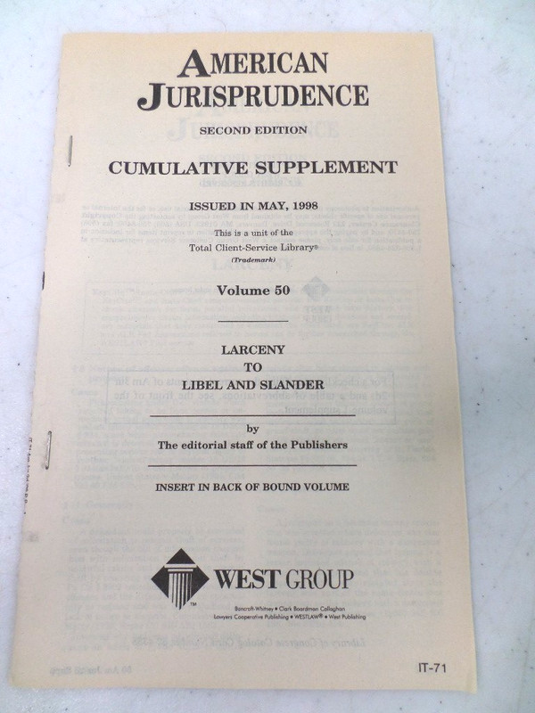American Jurisprudence 2d 1995 State & Federal 2nd Ed Vol 50 w/ 1998 Supplement gallery