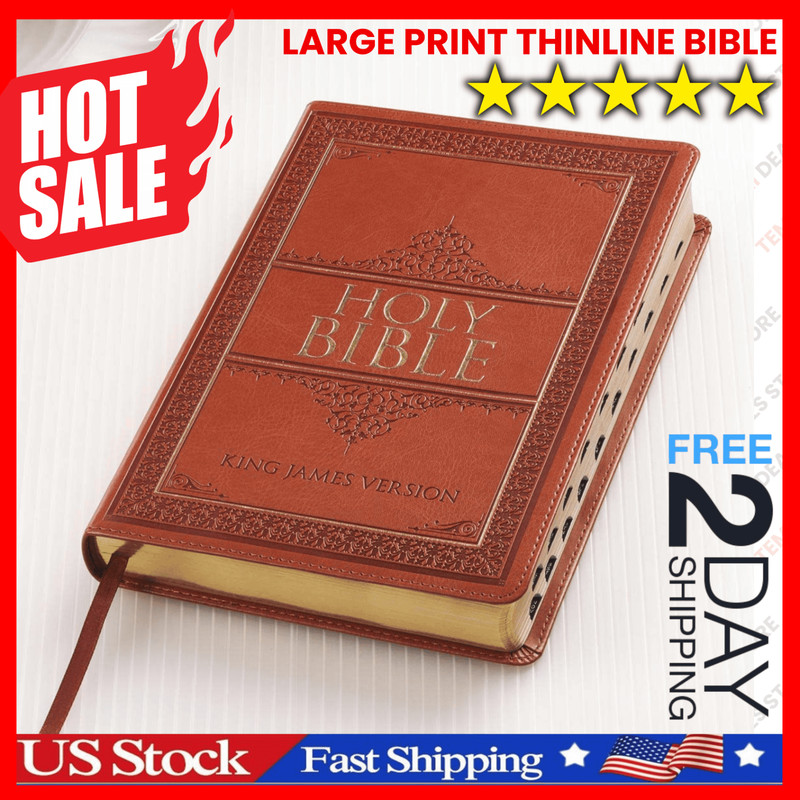 The Holy Bible King James Version LARGE PRINT Thumb Indexed Edition / TAN Faux L gallery
