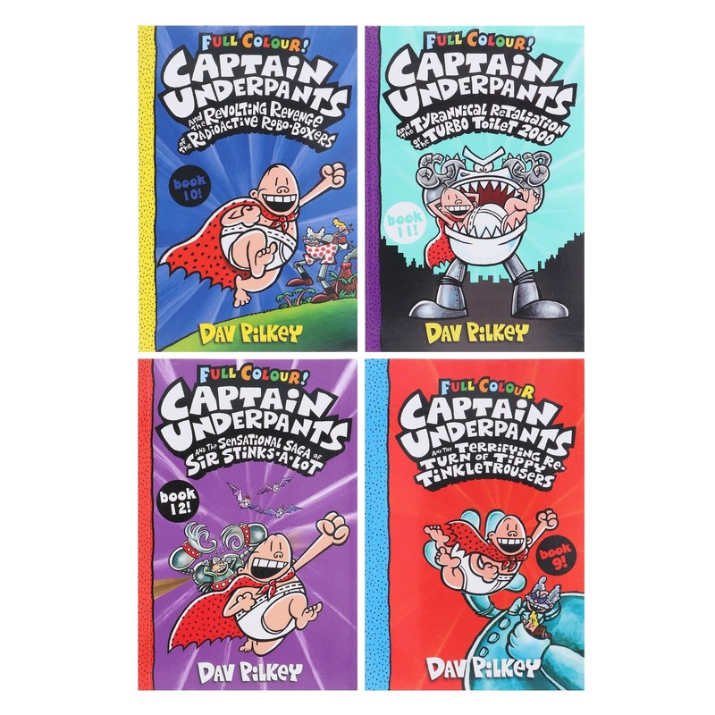 Captain Underpants Full Colour Series Book 9-12 by Dav Pilkey 4 Books- Ages 7-11 gallery