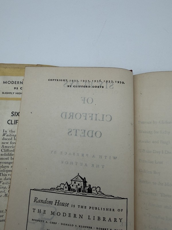 Six Plays of Clifford Odets Modern Library Hardcover Jacket gallery