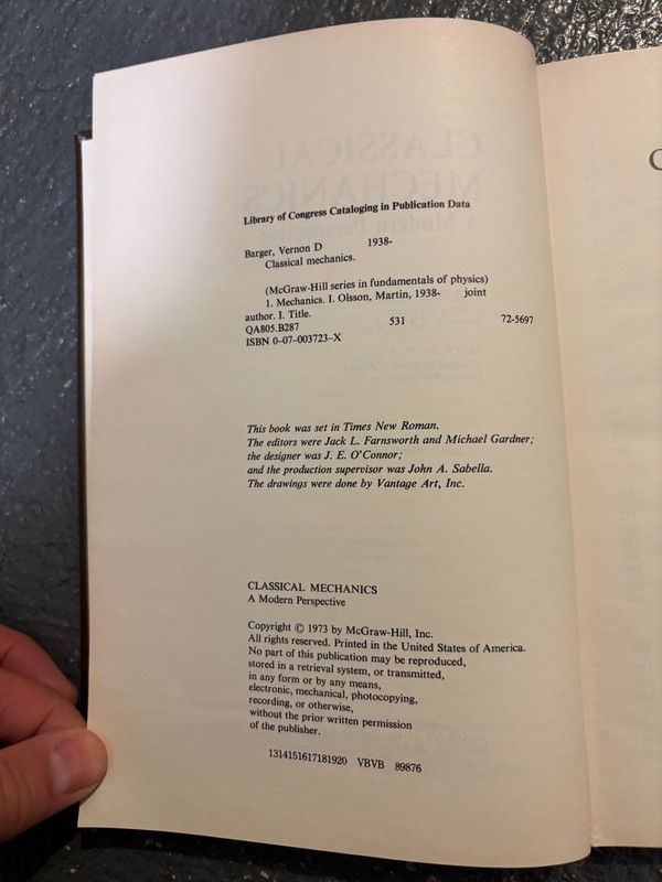 Classical Mechanics : A Modern Perspective by Barger & Olsson - HC - 1973 gallery