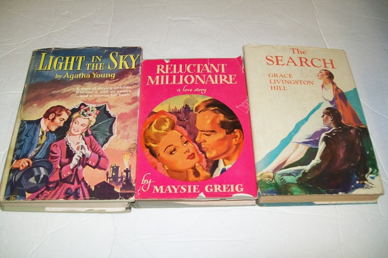 3 pc. ANTIQUE FICTION/ROMANCE/ RELUCTANT MILLIONAIRE/LIGHT IN THE SKY/THE SEARCH