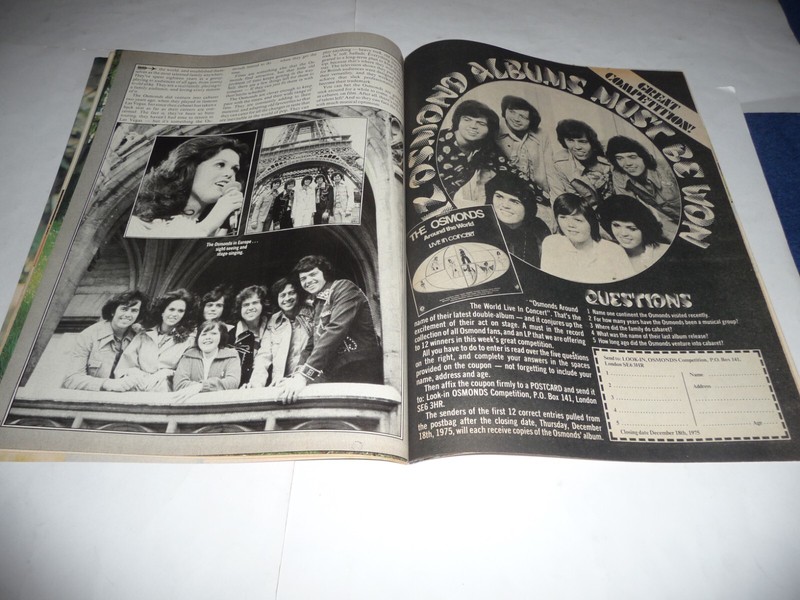 Look-In Magazine (29/11/75) - Donny Osmond/Osmonds cover. gallery