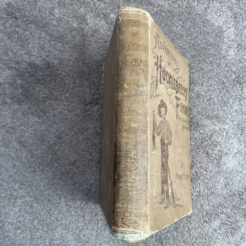 1894 Mark Twain ADVENTURES OF HUCKLEBERRY FINN Charles L Webster Tan Cloth gallery