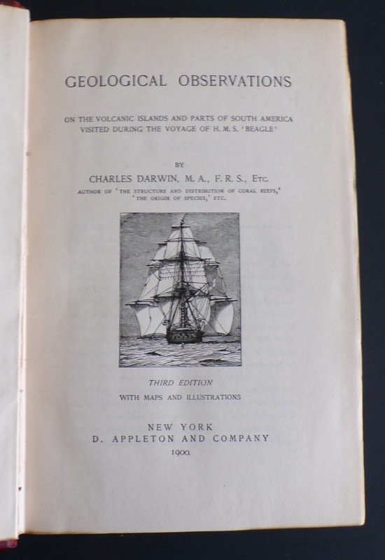 1900 Geological Observations by Charles Darwin 3/4 leather Appleton Good+ 3rd ed