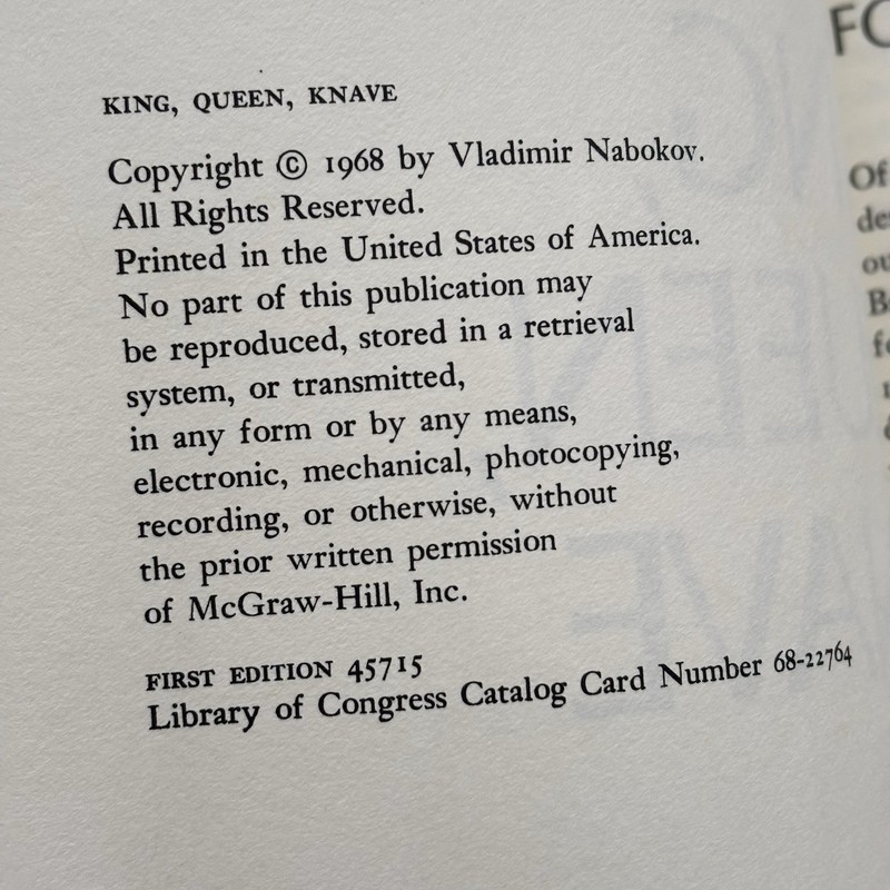 VLADIMIR NABOKOV—King Queen Knave—"This bright brute is my gayest novel"—1st HC gallery