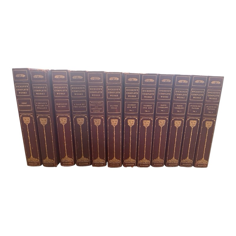 1900 COMPLETE WORKS of CHARLES DICKENS antique 24 VOLUMES in ENGLISH gallery