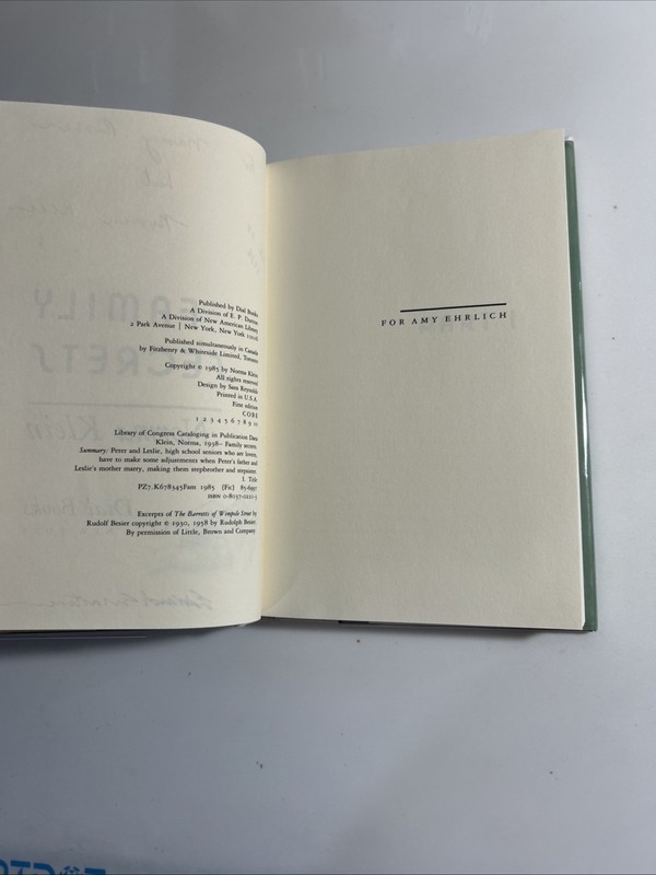 Signedx2/& Rare sketch Family Secrets By Norma Klein (Dial Books) gallery