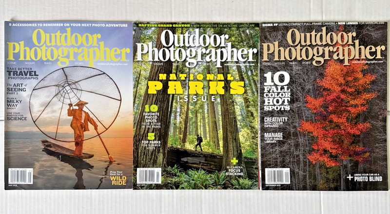 Outdoor Photographer Magazine 3 issue lot May, July and September 2019
