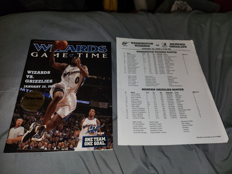 Memphis Grizzlies @ WASHINGTON WIZARDS GAME TIME PROGRAM Book 1/22/2006