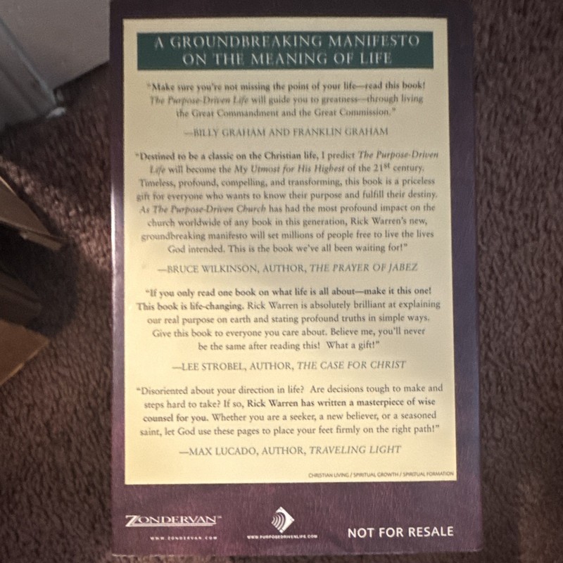 Rick Warren The Purpose Driven Life 40 Days of Purpose Ed Paperback Zondervan gallery