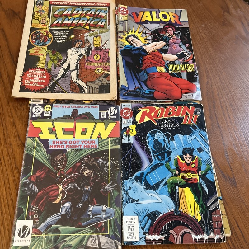 VTG 1990s DC & Marvel Comic Book Lot 8 Issue Bundle (Justice League, Robin, Cap)