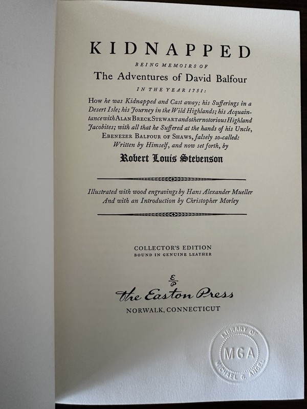 Easton Press Collector’s Edition Kidnapped Robert Louis Stevenson gallery
