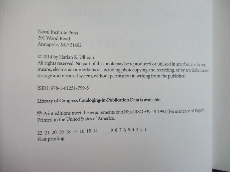 A HANDFUL OF BULLETS (2014) Harlan K. Ullman SIGNED HC - Naval Institute Press gallery