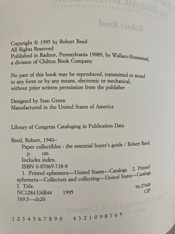 Paper Collectibles Essential Buyer's Guide Robert Reed 1995 Ephemera Collecting gallery