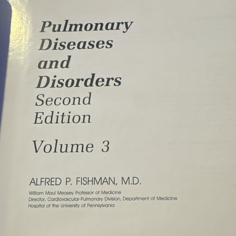 Pulmonary Diseases and Disorders Second Edition Vol 3 Hardcover by Fishman gallery