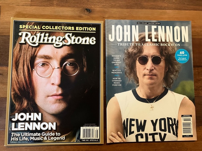Lot of 2 John Lennon Beatles Glossy Magazines Rolling Stone Music Spotlight