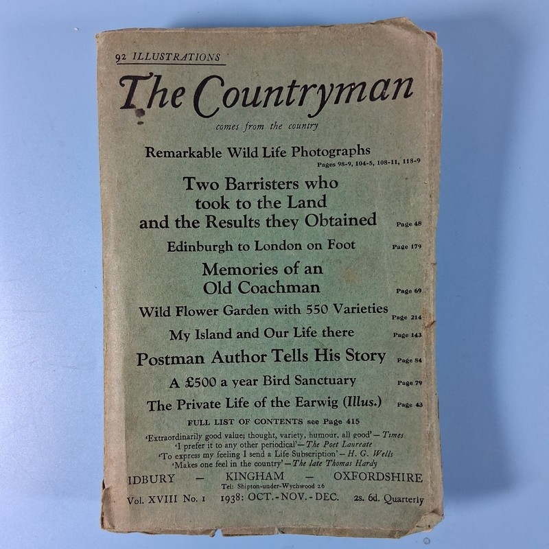 «The Countryman» October 1938 Magazine. 92 Illustrations, 416 Pages. Advertising