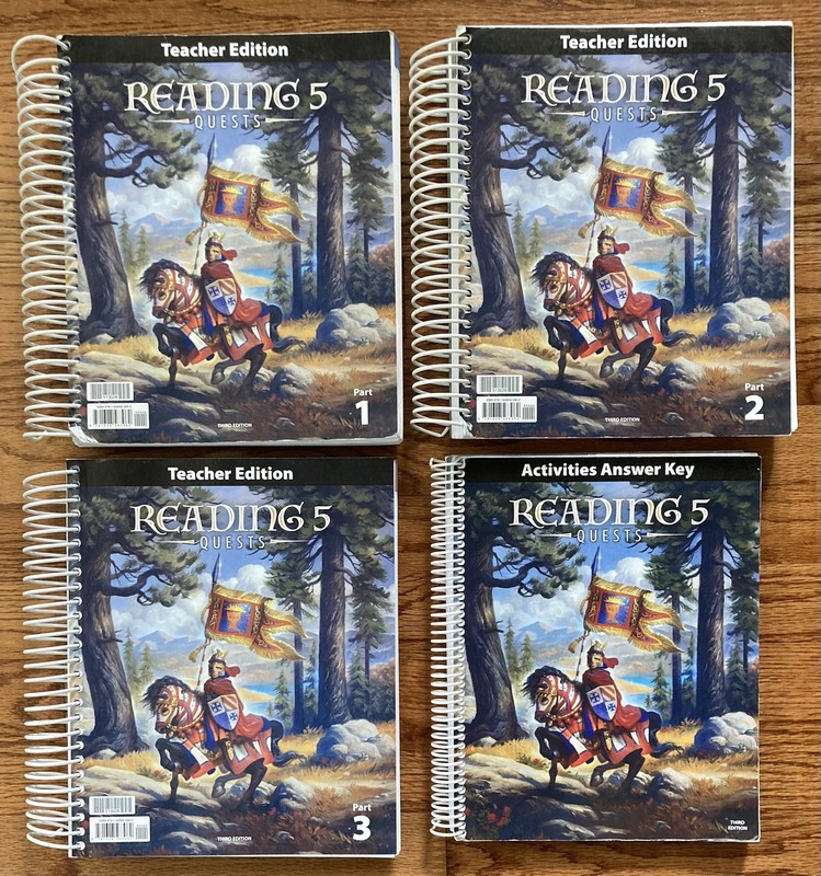 BJU Press Reading 5 Quests Teacher Edition Parts 1 2 3 and Activities Answer Key