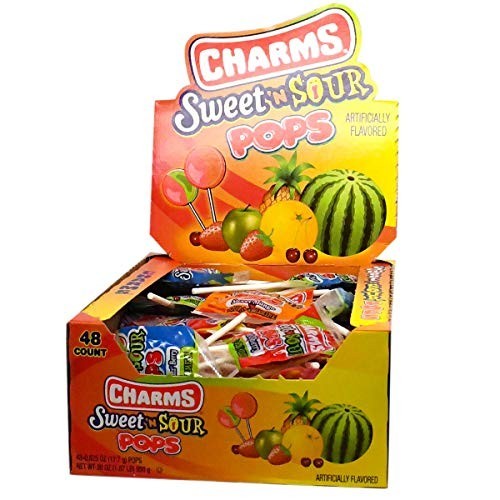 Charms Sweet and Sour Pops – Box of 48 Individually Wrapped 0.6 oz. Lollipops – gallery