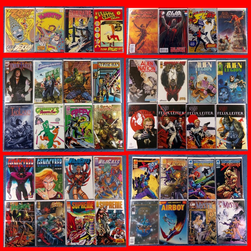 40 COMICS: Mixed Indie Comic Book Lot, Color & B/W Vintage & Modern, Bags/Boards