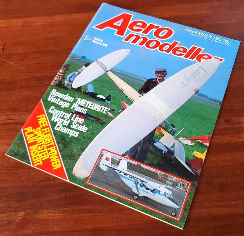 1982 DECEMBER – AERO MODELLER BOWDEN ‘METEORITE’ PLANS VINTAGE MAGAZINE