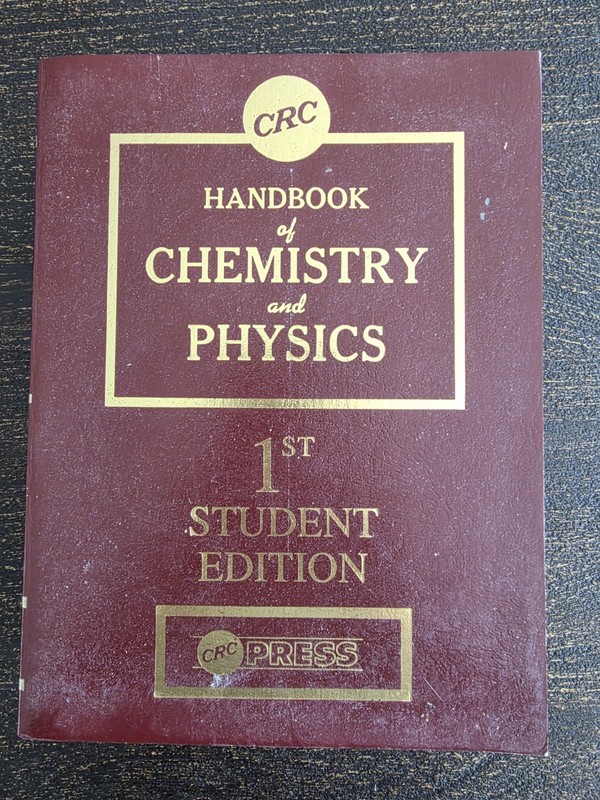 HANDBOOK OF CHEMISTRY & PHYSICS, STUDENT EDITION By Robert C. Weast