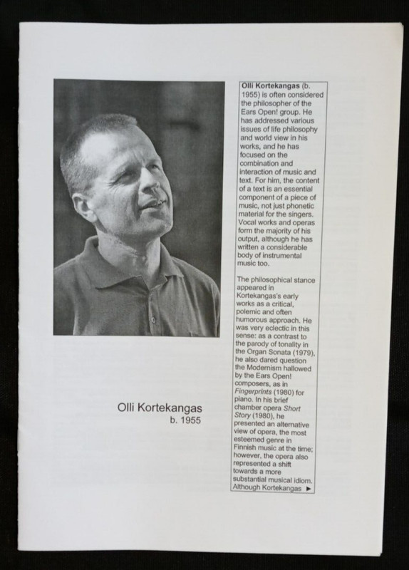 2003 – Olli Kortekangas Biography/Catalog/Discography – 12 pages 8 1/4 x 5 7/8in