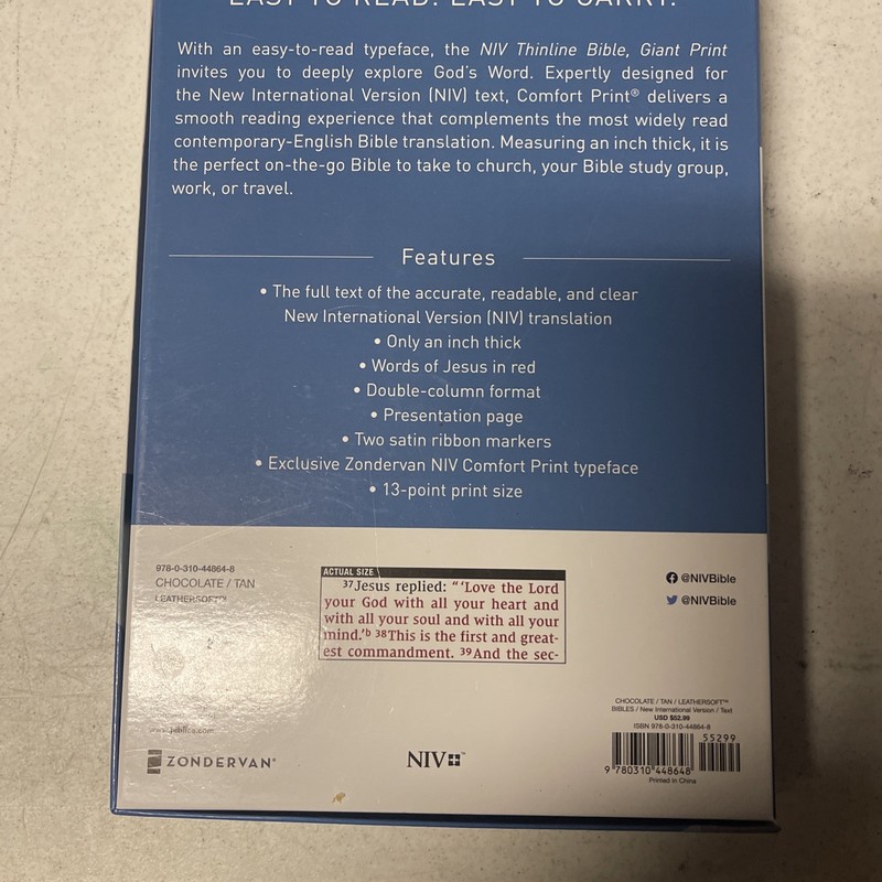 Thinline Bible by Zondervan Staff (2017, Imitation Leather) gallery