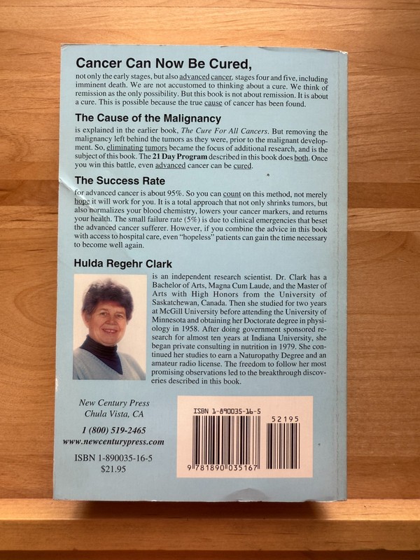 The Cure for Advanced Cancers Hulda Regehr Clark New Century Press OOP 1999 gallery