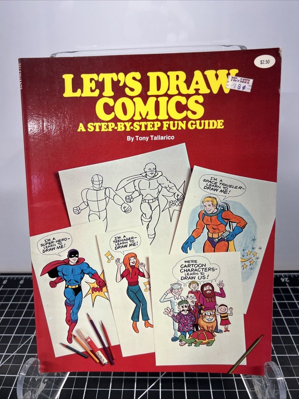 1983 Lets Draw Comics Guide Tony Tallarico Elephant Books Superhero UNUSED 1980s
